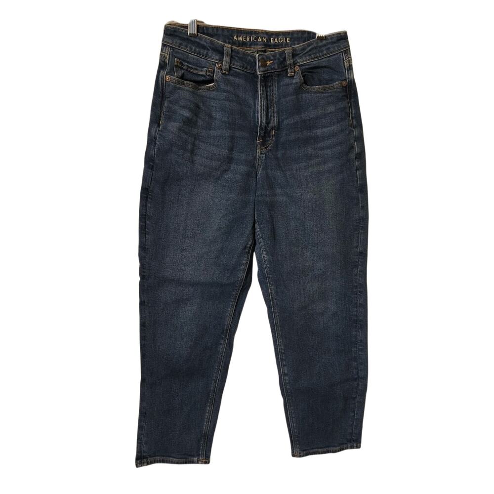 AMERICAN EAGLE Women's Jeans Blue US 10 Short High Rise Stretch Mom Straight